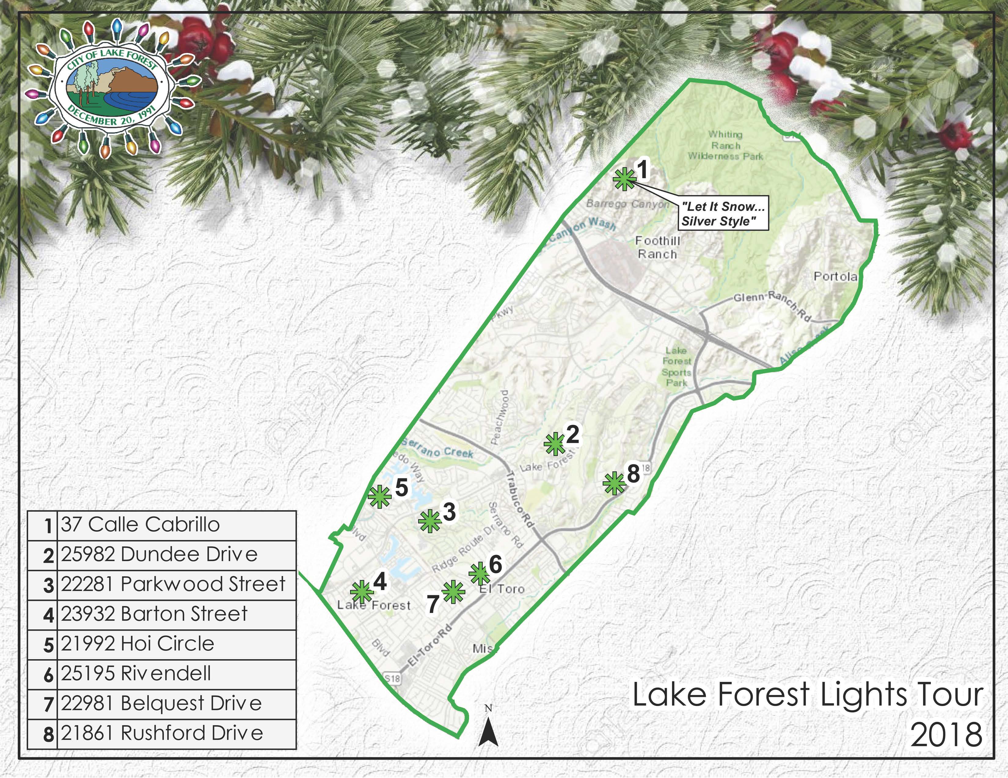 Lake Forest Lights Tour Map 2018